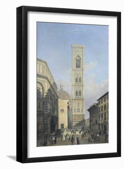 View of the Bell Tower of the Cathedral in Florence-Lorenzo Delleani-Framed Giclee Print