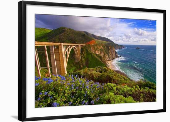 View Of The BIXby Creek Bridge, Big Sur, Ca-George Oze-Framed Photographic Print