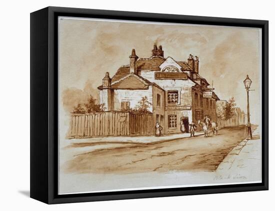 View of the Black Lion Inn, Church Street, Chelsea, London, 1860-null-Framed Stretched Canvas