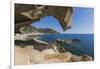 View of the Blue Sea from a Natural Sea Cave of Rocks Shaped by Wind, Punta Molentis, Villasimius-Roberto Moiola-Framed Premium Photographic Print