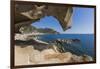 View of the Blue Sea from a Natural Sea Cave of Rocks Shaped by Wind, Punta Molentis, Villasimius-Roberto Moiola-Framed Premium Photographic Print