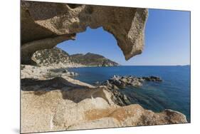 View of the Blue Sea from a Natural Sea Cave of Rocks Shaped by Wind, Punta Molentis, Villasimius-Roberto Moiola-Mounted Premium Photographic Print