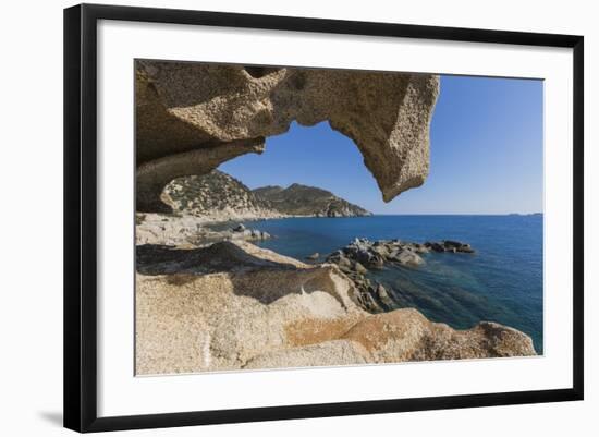 View of the Blue Sea from a Natural Sea Cave of Rocks Shaped by Wind, Punta Molentis, Villasimius-Roberto Moiola-Framed Photographic Print