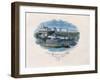 View of the Boarding School and College in Fribourg, Switzerland (Engraving Enhanced with W/C)-null-Framed Giclee Print