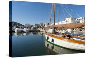 View of the Boats, Marina, Santa Eulalia Port-Emanuele Ciccomartino-Stretched Canvas