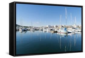 View of the Boats, Marina, Santa Eulalia Port-Emanuele Ciccomartino-Framed Stretched Canvas