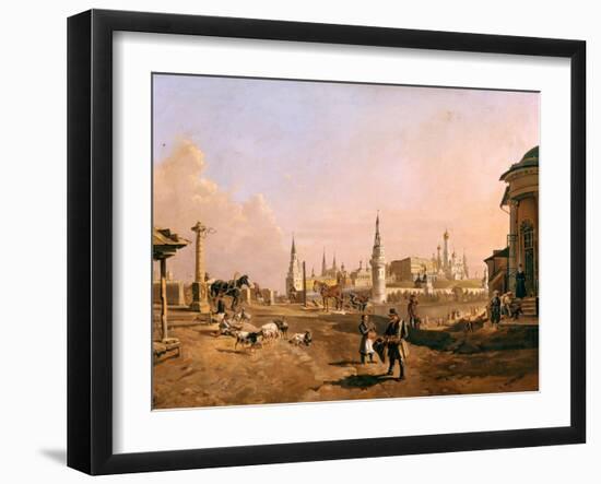 View of the Bolshoy Kamenny Bridge and the Kremlin from Zamoskvorechye, 1837-Johann Nepomuk Rauch-Framed Giclee Print