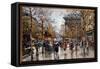 View of the Boulevard Des Italians in Paris Painting by Eugene Galien Leloue (Galien-Leloue) (1854--Eugene Galien-Laloue-Framed Stretched Canvas