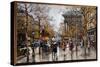 View of the Boulevard Des Italians in Paris Painting by Eugene Galien Leloue (Galien-Leloue) (1854--Eugene Galien-Laloue-Stretched Canvas