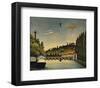 View of the Bridge at Sevres and the Hills at Clam-Claude Rousseau-Framed Art Print