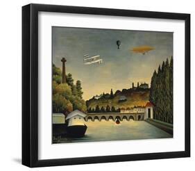 View of the Bridge at Sevres and the Hills at Clam-Claude Rousseau-Framed Art Print