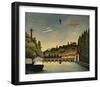 View of the Bridge at Sevres and the Hills at Clam-Claude Rousseau-Framed Art Print