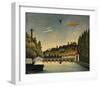 View of the Bridge at Sevres and the Hills at Clam-Claude Rousseau-Framed Art Print