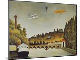View of the Bridge at Sevres and the Hills at Clamart, St, Cloud, 1908-Henri Rousseau-Mounted Giclee Print