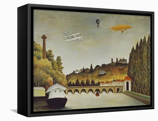 View of the Bridge at Sevres and the Hills at Clamart, St, Cloud, 1908-Henri Rousseau-Framed Stretched Canvas
