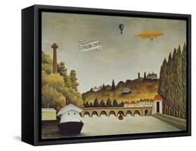 View of the Bridge at Sevres and the Hills at Clamart, St, Cloud, 1908-Henri Rousseau-Framed Stretched Canvas