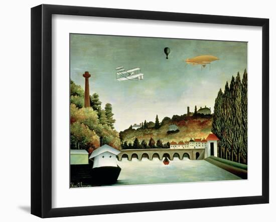 View of the Bridge at Sevres and the Hills at Clamart, St. Cloud and Bellevue, 1908-Henri Rousseau-Framed Giclee Print