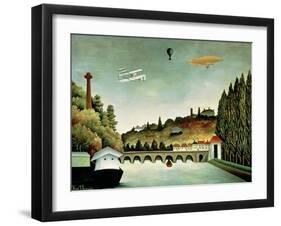 View of the Bridge at Sevres and the Hills at Clamart, St. Cloud and Bellevue, 1908-Henri Rousseau-Framed Giclee Print