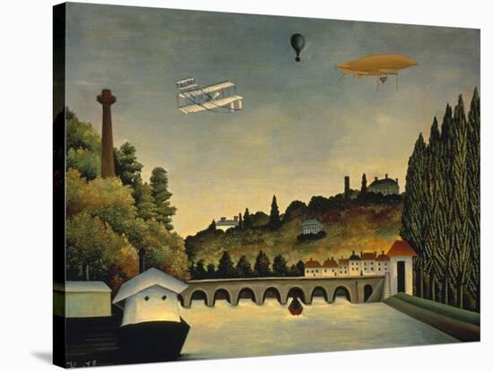 View of the Bridge at Sevres and the Hills at Clamart, St. Cloud and Bellevue, 1908-Henri Rousseau-Stretched Canvas