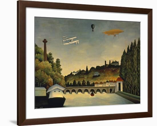 View of the Bridge at Sevres and the Hills at Clamart, St. Cloud and Bellevue, 1908-Henri Rousseau-Framed Art Print