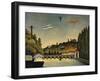 View of the Bridge at Sevres and the Hills at Clamart, St. Cloud and Bellevue, 1908-Henri Rousseau-Framed Art Print
