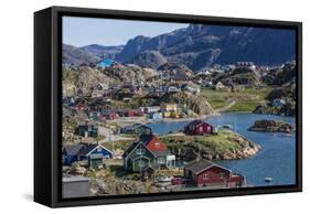 View of the Brightly Colored Houses in Sisimiut, Greenland, Polar Regions-Michael Nolan-Framed Stretched Canvas