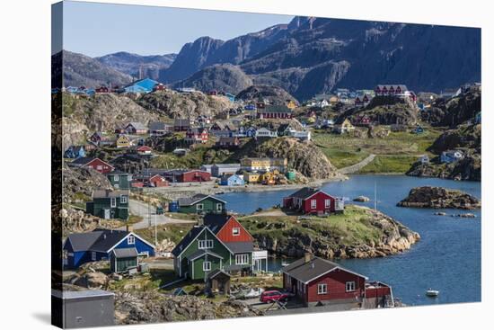 View of the Brightly Colored Houses in Sisimiut, Greenland, Polar Regions-Michael Nolan-Stretched Canvas