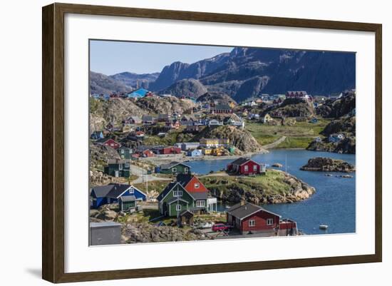 View of the Brightly Colored Houses in Sisimiut, Greenland, Polar Regions-Michael Nolan-Framed Photographic Print