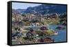 View of the Brightly Colored Houses in Sisimiut, Greenland, Polar Regions-Michael Nolan-Framed Stretched Canvas