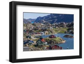 View of the Brightly Colored Houses in Sisimiut, Greenland, Polar Regions-Michael Nolan-Framed Premium Photographic Print