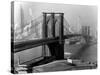 View of the Brooklyn Bridge and the Skyscrapers of Manhattan's Financial District-Andreas Feininger-Stretched Canvas