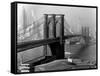 View of the Brooklyn Bridge and the Skyscrapers of Manhattan's Financial District-Andreas Feininger-Framed Stretched Canvas