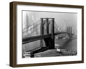 View of the Brooklyn Bridge and the Skyscrapers of Manhattan's Financial District-Andreas Feininger-Framed Photographic Print