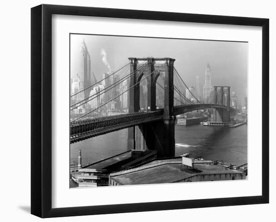 View of the Brooklyn Bridge and the Skyscrapers of Manhattan's Financial District-Andreas Feininger-Framed Photographic Print