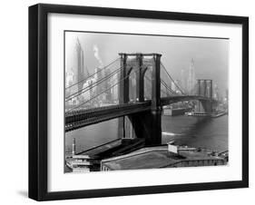 View of the Brooklyn Bridge and the Skyscrapers of Manhattan's Financial District-Andreas Feininger-Framed Photographic Print