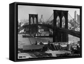 View of the Brooklyn Bridge Looking Toward Brooklyn-Andreas Feininger-Framed Stretched Canvas