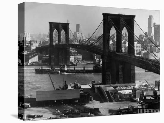 View of the Brooklyn Bridge Looking Toward Brooklyn-Andreas Feininger-Stretched Canvas