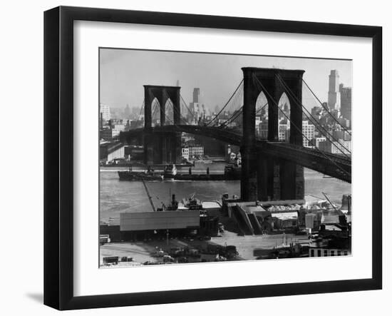 View of the Brooklyn Bridge Looking Toward Brooklyn-Andreas Feininger-Framed Photographic Print