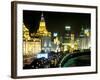 View of the Bund Area Illuminated at Night, Shanghai, China-Walter Bibikow-Framed Photographic Print