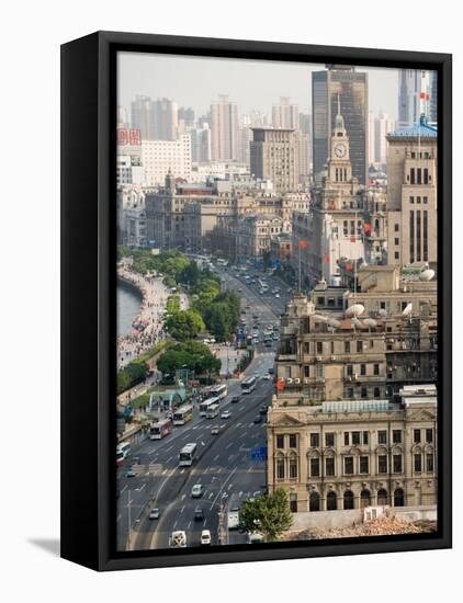 View of the Bund District Along Huangpu River, Shanghai, China-Paul Souders-Framed Stretched Canvas