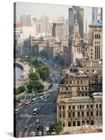 View of the Bund District Along Huangpu River, Shanghai, China-Paul Souders-Stretched Canvas