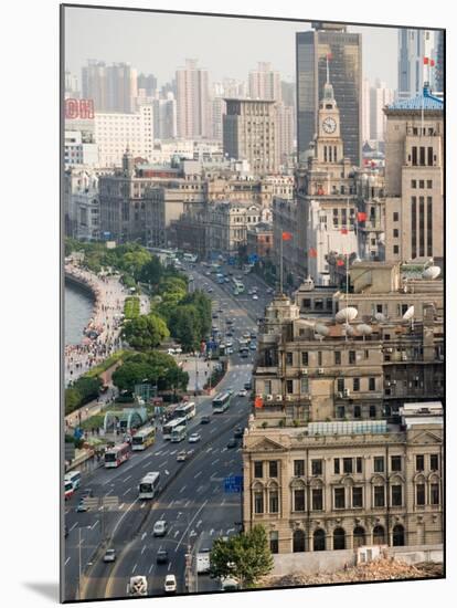 View of the Bund District Along Huangpu River, Shanghai, China-Paul Souders-Mounted Premium Photographic Print