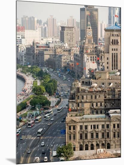 View of the Bund District Along Huangpu River, Shanghai, China-Paul Souders-Mounted Photographic Print