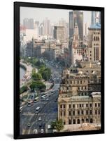 View of the Bund District Along Huangpu River, Shanghai, China-Paul Souders-Framed Photographic Print