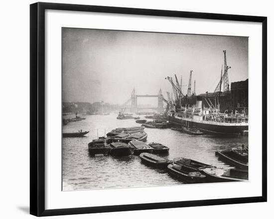 View of the Busy Thames Looking Towards Tower Bridge, London, C1920-null-Framed Photographic Print