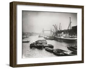 View of the Busy Thames Looking Towards Tower Bridge, London, C1920-null-Framed Premium Photographic Print