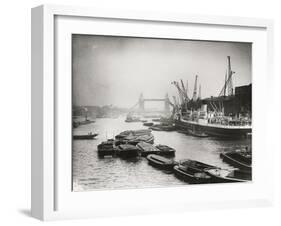 View of the Busy Thames Looking Towards Tower Bridge, London, C1920-null-Framed Premium Photographic Print