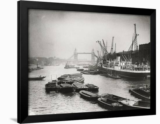 View of the Busy Thames Looking Towards Tower Bridge, London, C1920-null-Framed Photographic Print