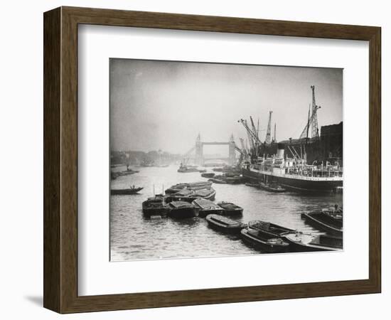 View of the Busy Thames Looking Towards Tower Bridge, London, C1920-null-Framed Photographic Print