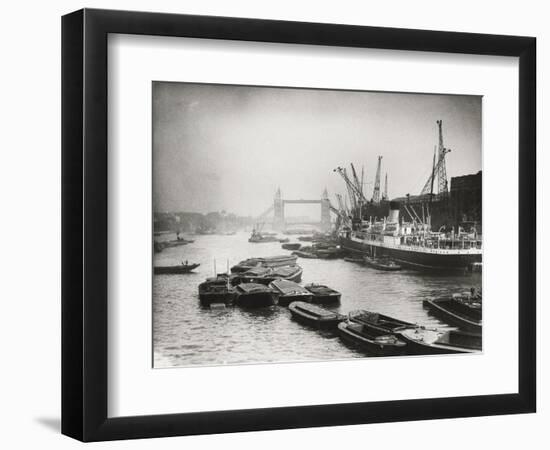 View of the Busy Thames Looking Towards Tower Bridge, London, C1920-null-Framed Photographic Print